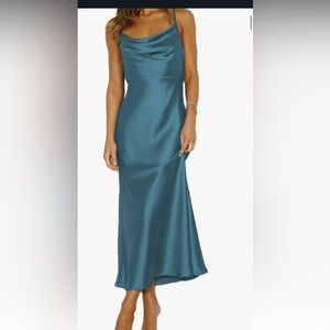 Elegant Teal Satin Gown